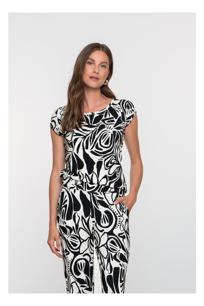 KATE T SHIRT MET RONDE HALS EN PRINT 52446 60 000999 BLACK/OFF-WHITE